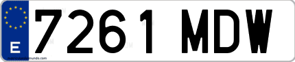 Ejemplo de matrícula de coche ordinaria 7261 MDW