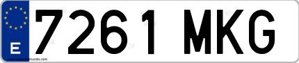 Ejemplo de matrícula de coche ordinaria 7261 MKG
