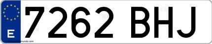 Ejemplo de matrícula española 7262 BHJ