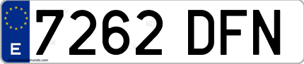 Ejemplo de matrícula de coche ordinaria 7262 DFN