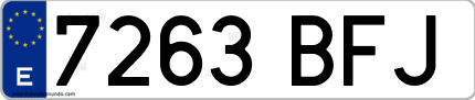 Ejemplo de matrícula de coche ordinaria 7263 BFJ
