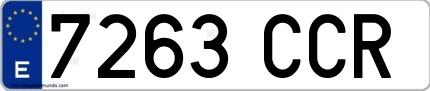 Ejemplo de matrícula española 7263 CCR