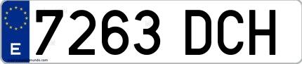 Ejemplo de matrícula española 7263 DCH