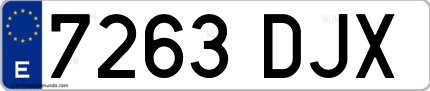 Ejemplo de matrícula de coche ordinaria 7263 DJX