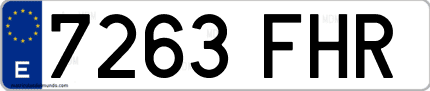 Ejemplo de matrícula de coche ordinaria 7263 FHR