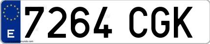 Ejemplo de matrícula española 7264 CGK