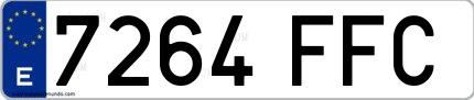 Ejemplo de matrícula española 7264 FFC