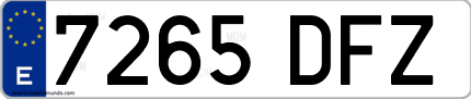 Ejemplo de matrícula de coche ordinaria 7265 DFZ