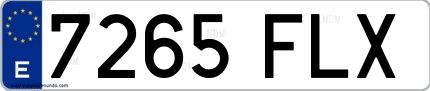 Ejemplo de matrícula española 7265 FLX