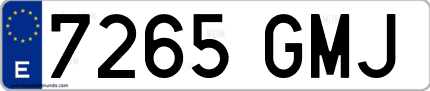 Ejemplo de matrícula de coche ordinaria 7265 GMJ