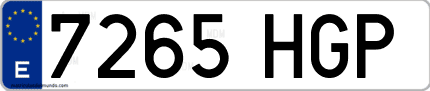 Ejemplo de matrícula de coche ordinaria 7265 HGP