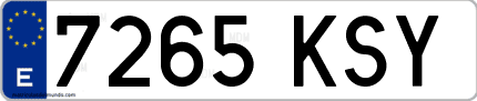 Ejemplo de matrícula de coche ordinaria 7265 KSY