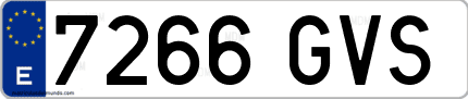 Ejemplo de matrícula de coche ordinaria 7266 GVS