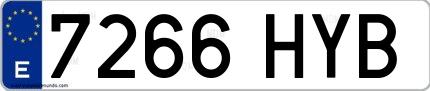 Ejemplo de matrícula española 7266 HYB