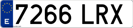Ejemplo de matrícula de coche ordinaria 7266 LRX