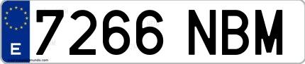 Ejemplo de matrícula española 7266 NBM