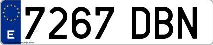 Ejemplo de matrícula española 7267 DBN