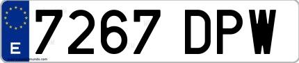 Ejemplo de matrícula española 7267 DPW