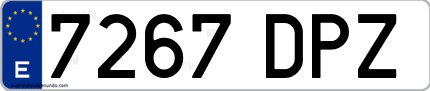 Ejemplo de matrícula de coche ordinaria 7267 DPZ