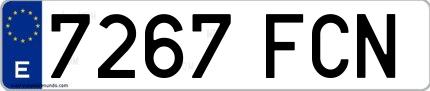 Ejemplo de matrícula española 7267 FCN