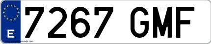 Ejemplo de matrícula española 7267 GMF