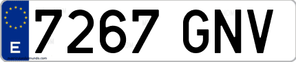 Ejemplo de matrícula de coche ordinaria 7267 GNV