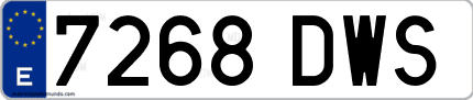 Ejemplo de matrícula de coche ordinaria 7268 DWS