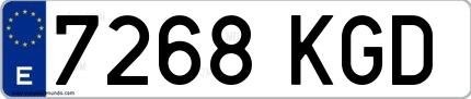 Ejemplo de matrícula española 7268 KGD