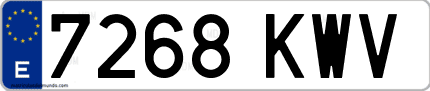 Ejemplo de matrícula de coche ordinaria 7268 KWV