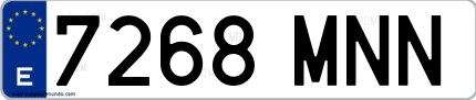 Ejemplo de matrícula española 7268 MNN