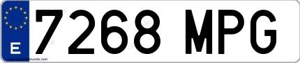 Ejemplo de matrícula española 7268 MPG