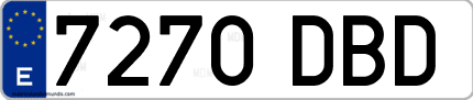 Ejemplo de matrícula de coche ordinaria 7270 DBD