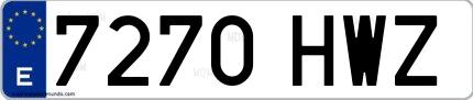 Ejemplo de matrícula española 7270 HWZ