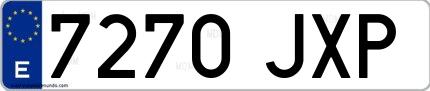 Ejemplo de matrícula española 7270 JXP