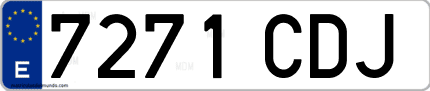Ejemplo de matrícula de coche ordinaria 7271 CDJ