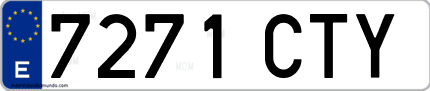 Ejemplo de matrícula de coche ordinaria 7271 CTY