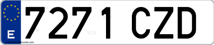 Ejemplo de matrícula de coche ordinaria 7271 CZD