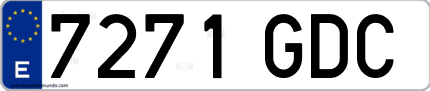 Ejemplo de matrícula de coche ordinaria 7271 GDC