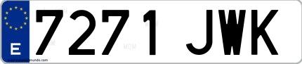 Ejemplo de matrícula española 7271 JWK