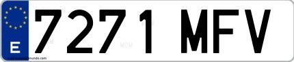 Ejemplo de matrícula española 7271 MFV