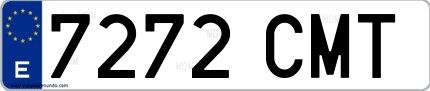 Ejemplo de matrícula española 7272 CMT