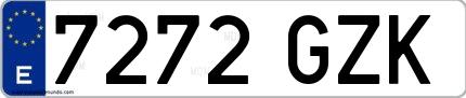 Ejemplo de matrícula española 7272 GZK