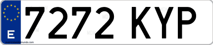 Ejemplo de matrícula de coche ordinaria 7272 KYP
