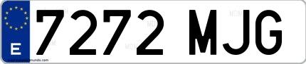 Ejemplo de matrícula española 7272 MJG