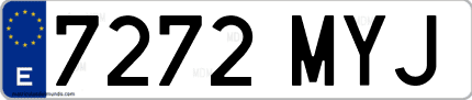 Ejemplo de matrícula de coche ordinaria 7272 MYJ