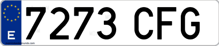 Ejemplo de matrícula de coche ordinaria 7273 CFG