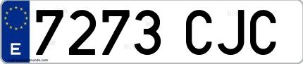 Ejemplo de matrícula española 7273 CJC