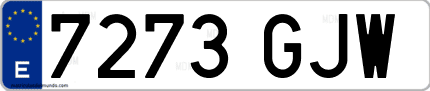 Ejemplo de matrícula de coche ordinaria 7273 GJW