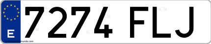 Ejemplo de matrícula de coche ordinaria 7274 FLJ
