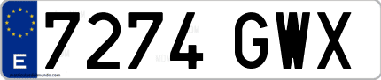 Ejemplo de matrícula de coche ordinaria 7274 GWX